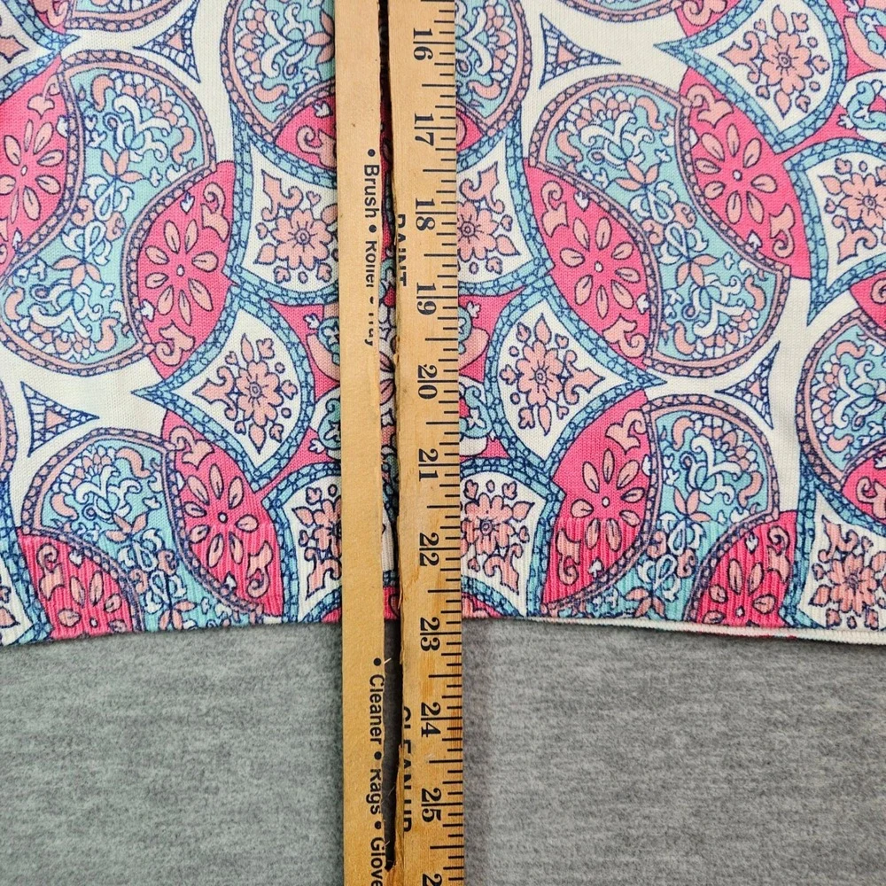 Talbots Petite Pink Blue Paisley Medallion Cotton Tencel Knit Sweater MP